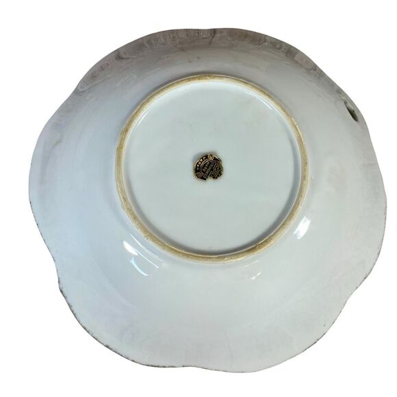 Beautiful Vintage Lusterware 8" Serving Bowl Scalloped Rim with Beautiful Rose - Picture 4 of 9